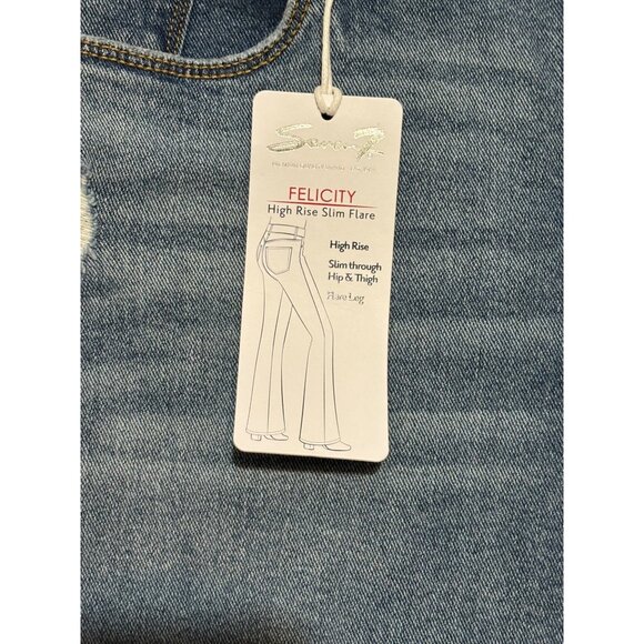 Seven7 Felicity High Rise Slim Flare Jeans Women's 12 Light Wash Stretch Denim - Picture 3 of 13